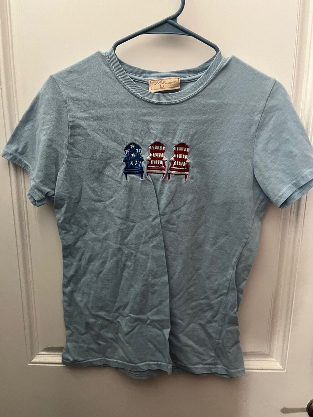 M&C Sportswear Adironrack Patriotic USA Flag America T-Shirt Women's Size Small